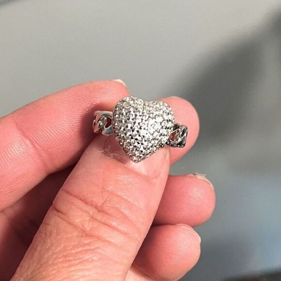 The Open Heart Ring adjustable link ring in 925 - Picture 5 of 6